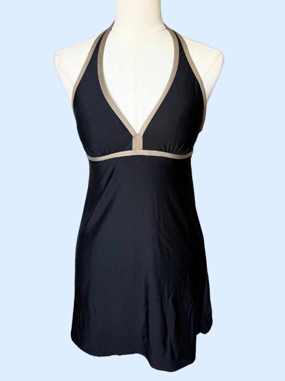 Vintage Black Halter Swim Dress Cover-Up Bathing Suit